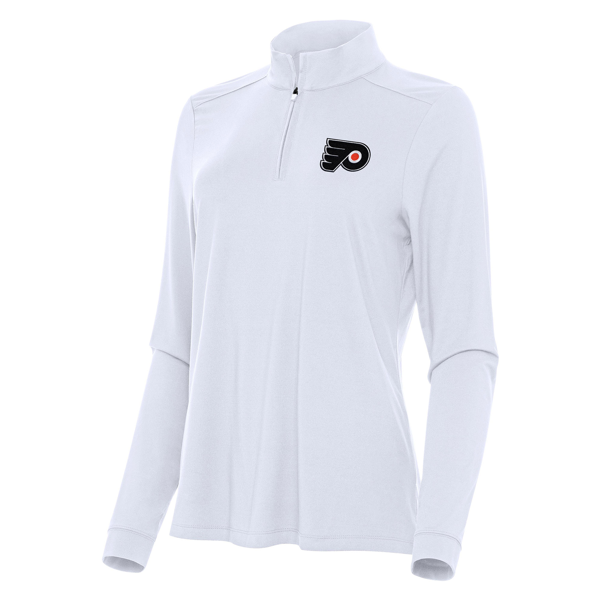 Women's Antigua White Philadelphia Flyers Intent Quarter-Zip Top